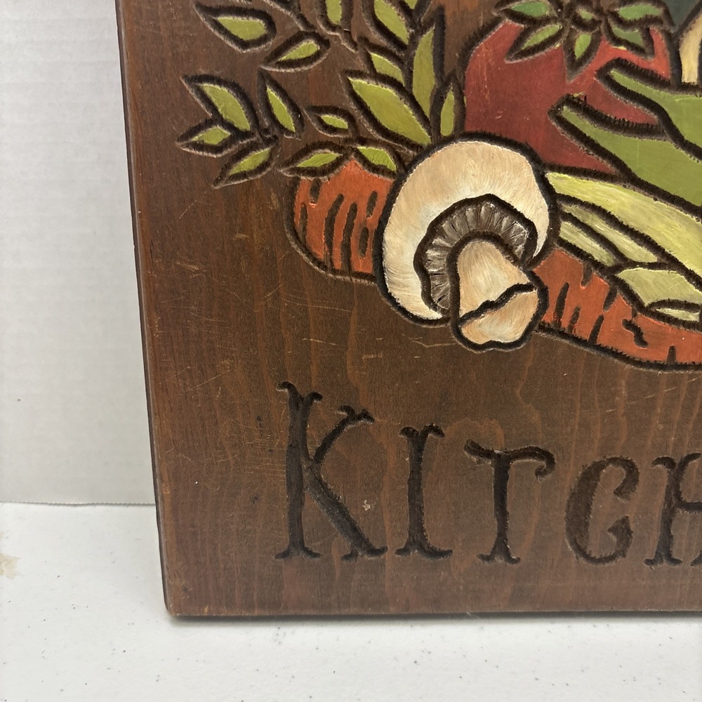 Vintage Country Kitchen Carved Hand Painted Decor Vegetables Mushroom Chicken - Picture 8 of 14